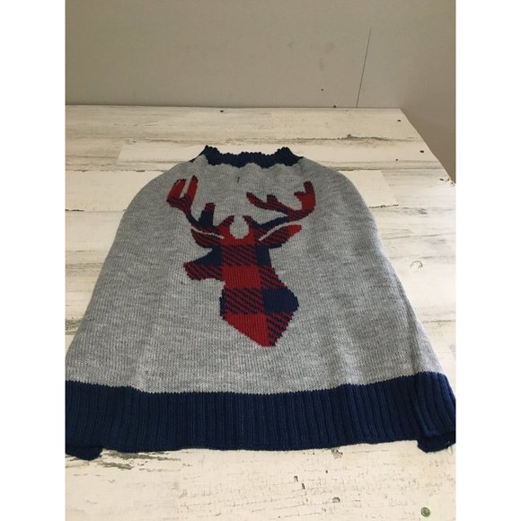 Vibrant Life blue & gray dog sweater with deer on front size medium - Picture 1 of 5
